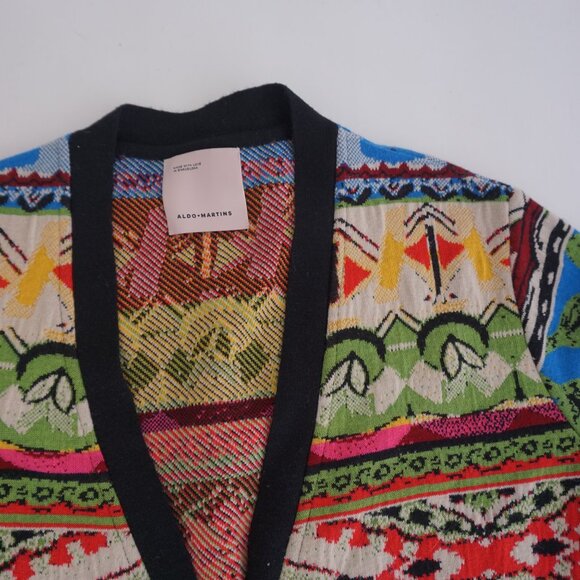 Aldo Martins Nashira Sweater Multi Color Wool Blend Long Cardigan Sweater L - Picture 7 of 15
